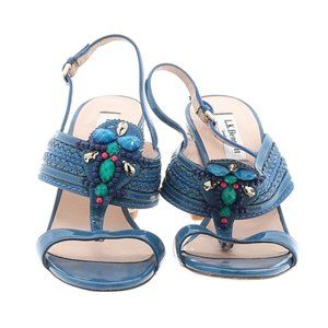 L.K. Bennett Blue Beaded Heels